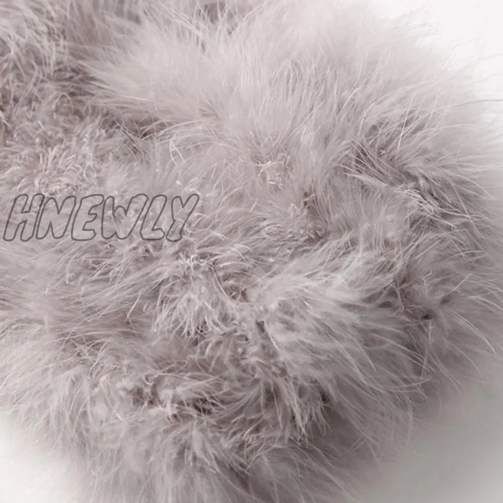 Hnewly Sexy Feather Cropped Tank Top Women Fashion Fluffy Backless Solid Tube Tops Female Spring