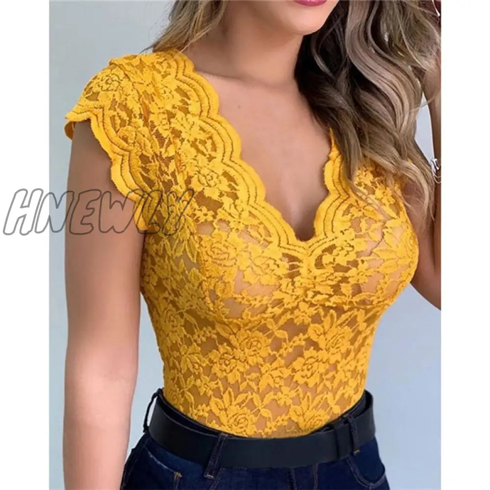 Hnewly Sexy Lace Cami Bralette Crochet Vest Casual Solid Color Women Crop Top Trend Hollow Out For