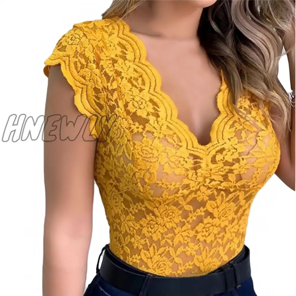 Hnewly Sexy Lace Cami Bralette Crochet Vest Casual Solid Color Women Crop Top Trend Hollow Out For