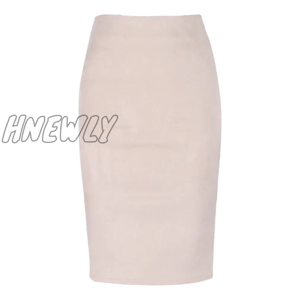 Hnewly Sexy Multi Color Suede Midi Pencil Skirt Women Fashion Elastic High Waist Office Lady