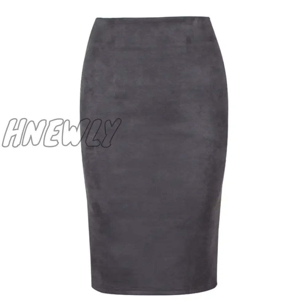 Hnewly Sexy Multi Color Suede Midi Pencil Skirt Women Fashion Elastic High Waist Office Lady