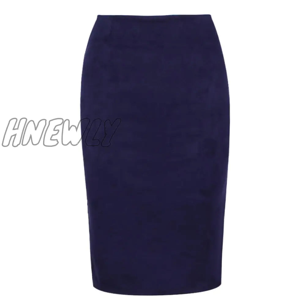 Hnewly Sexy Multi Color Suede Midi Pencil Skirt Women Fashion Elastic High Waist Office Lady