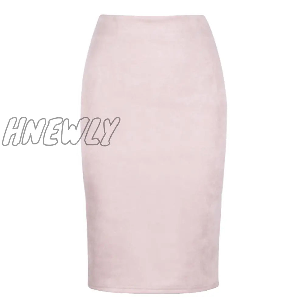 Hnewly Sexy Multi Color Suede Midi Pencil Skirt Women Fashion Elastic High Waist Office Lady