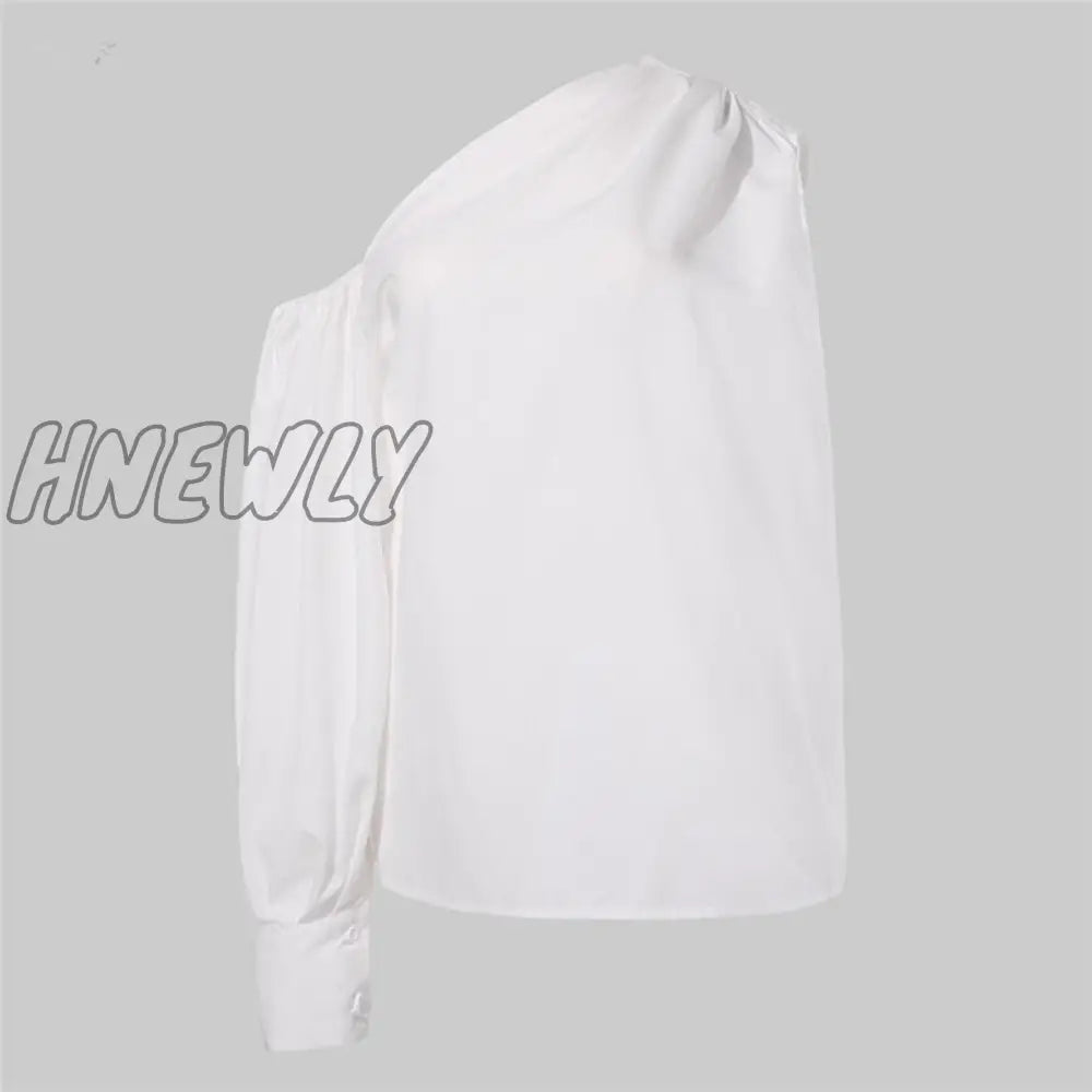 Hnewly Sexy Off Shoulder Women Office Shirts Celmia Fashion Long Sleeve Blouse Casual Loose Solid