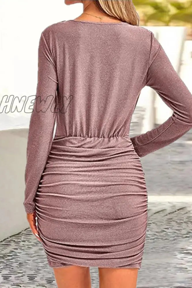 Hnewly - Sexy Party Solid Fold Sequined Scarf Collar Wrapped Skirt Dresses(6 Colors) Dresses/Party