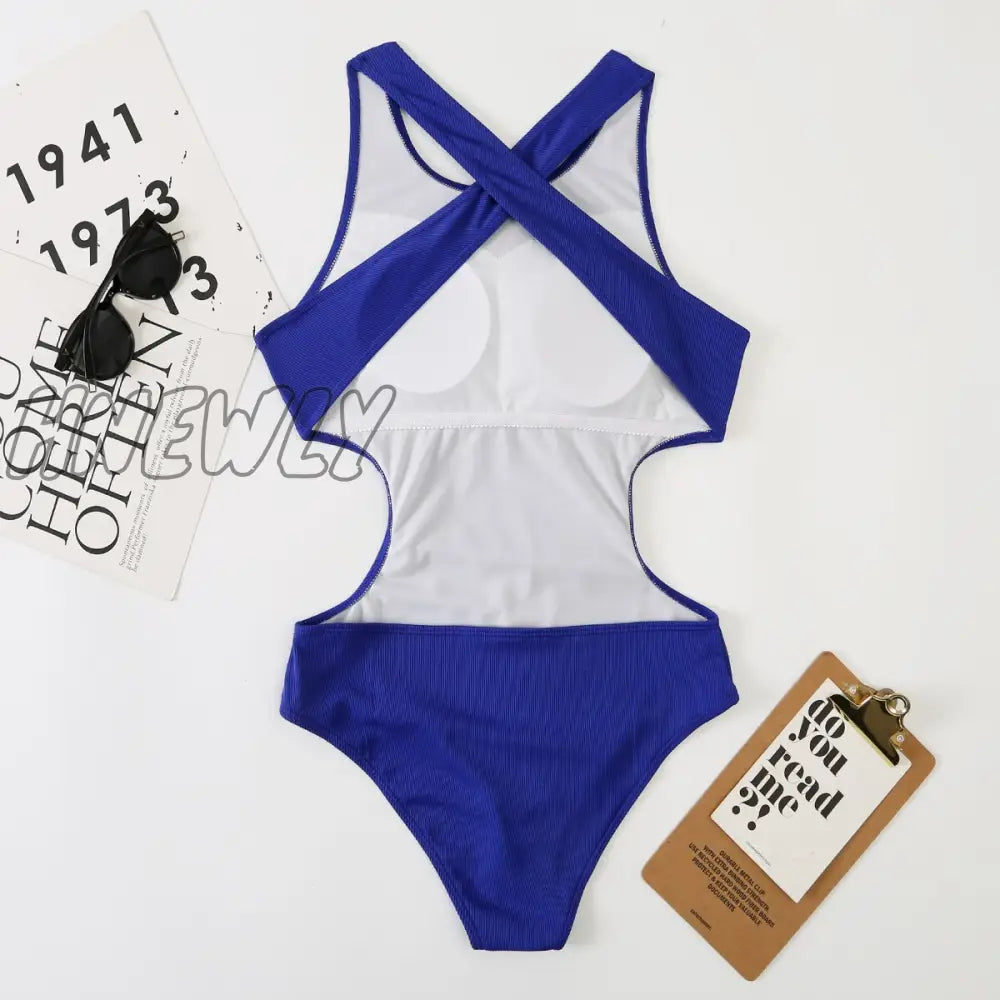 Hnewly Sexy Plain Backless Swimwear Women’s One Piece Swimsuit Female Push Up Bathing Suit Woman