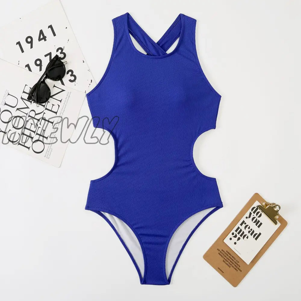 Hnewly Sexy Plain Backless Swimwear Women’s One Piece Swimsuit Female Push Up Bathing Suit Woman