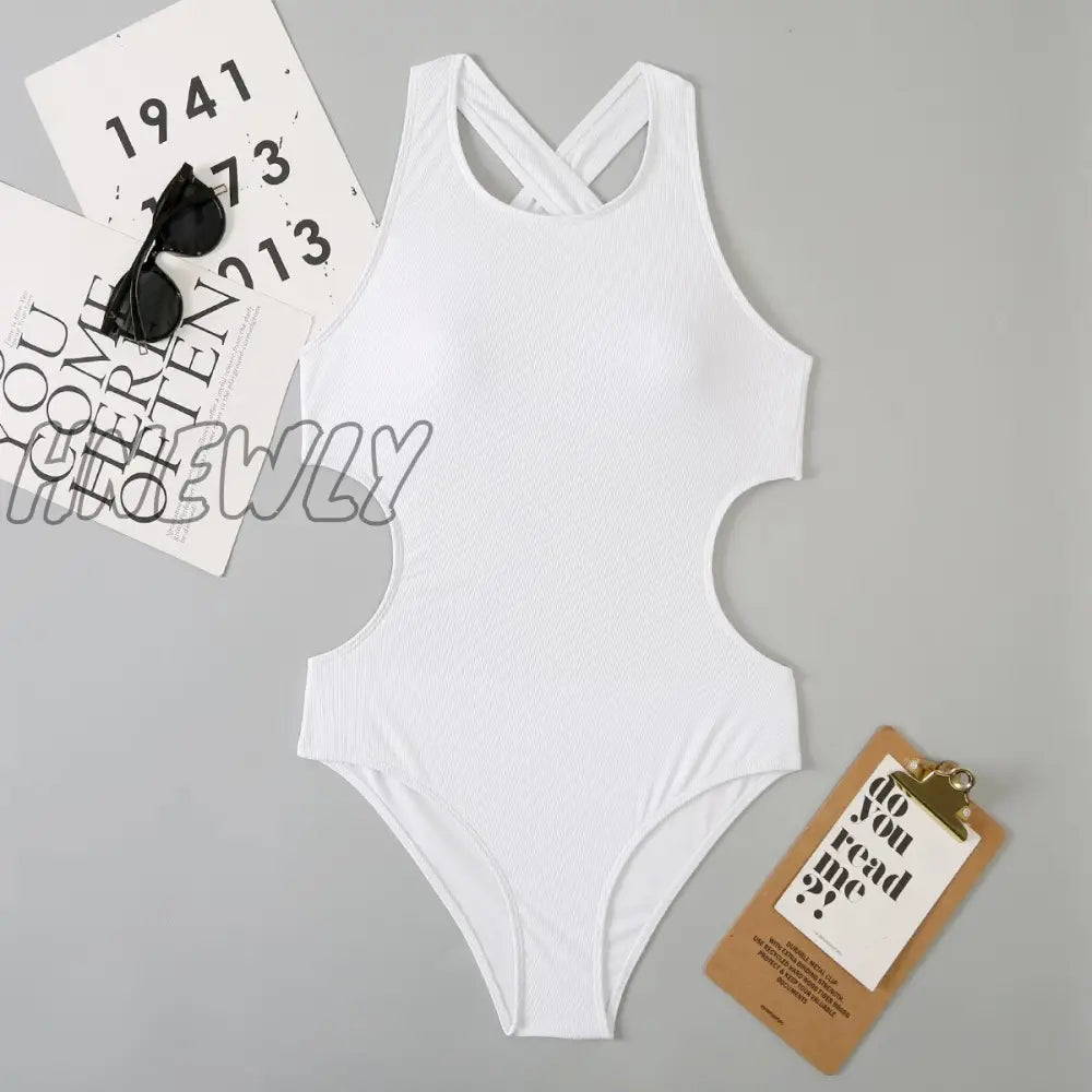 Hnewly Sexy Plain Backless Swimwear Women’s One Piece Swimsuit Female Push Up Bathing Suit Woman