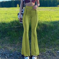 Hnewly Sexy Slim Flare Pants Summer High - Waist Trousers Wide Leg Women Fashion Casual Holiday