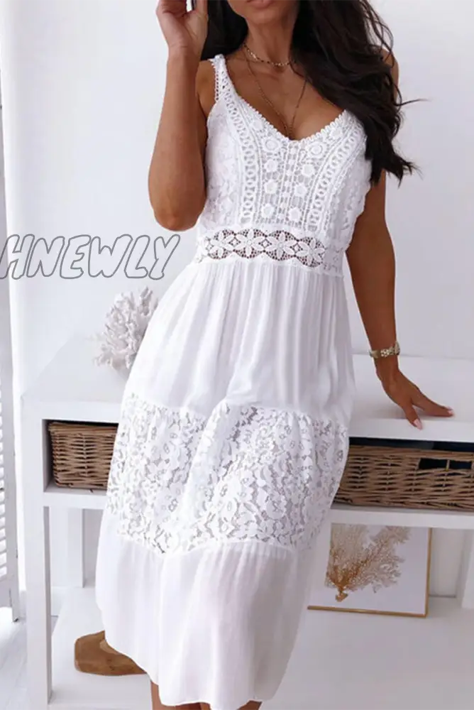 Hnewly - Sexy Solid Lace Spaghetti Strap Cake Skirt Dresses Dresses/Lace