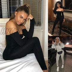 Hnewly Sexy Women Jumpsuits Ladies Clothes Long Sleeve Off Shoulder Bodycon Playsuit Party Jumpsuit