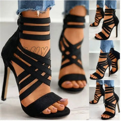 Hnewly Shoes For Women Summer Pump High Heel Sandals Zipper Fashion Heels Sexy Ladies Plus Size