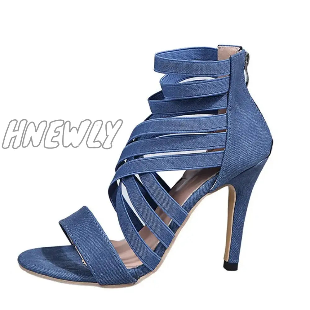 Hnewly Shoes For Women Summer Pump High Heel Sandals Zipper Fashion Heels Sexy Ladies Plus Size