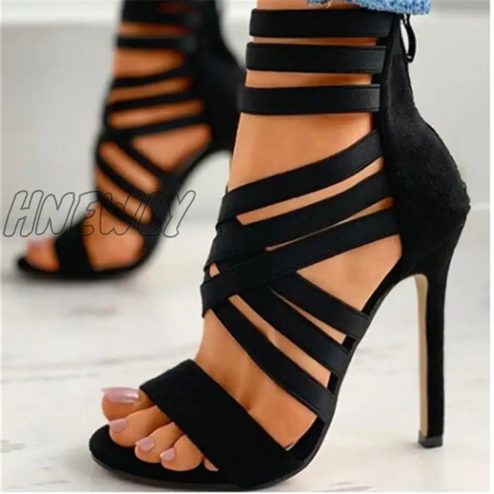 Hnewly Shoes For Women Summer Pump High Heel Sandals Zipper Fashion Heels Sexy Ladies Plus Size