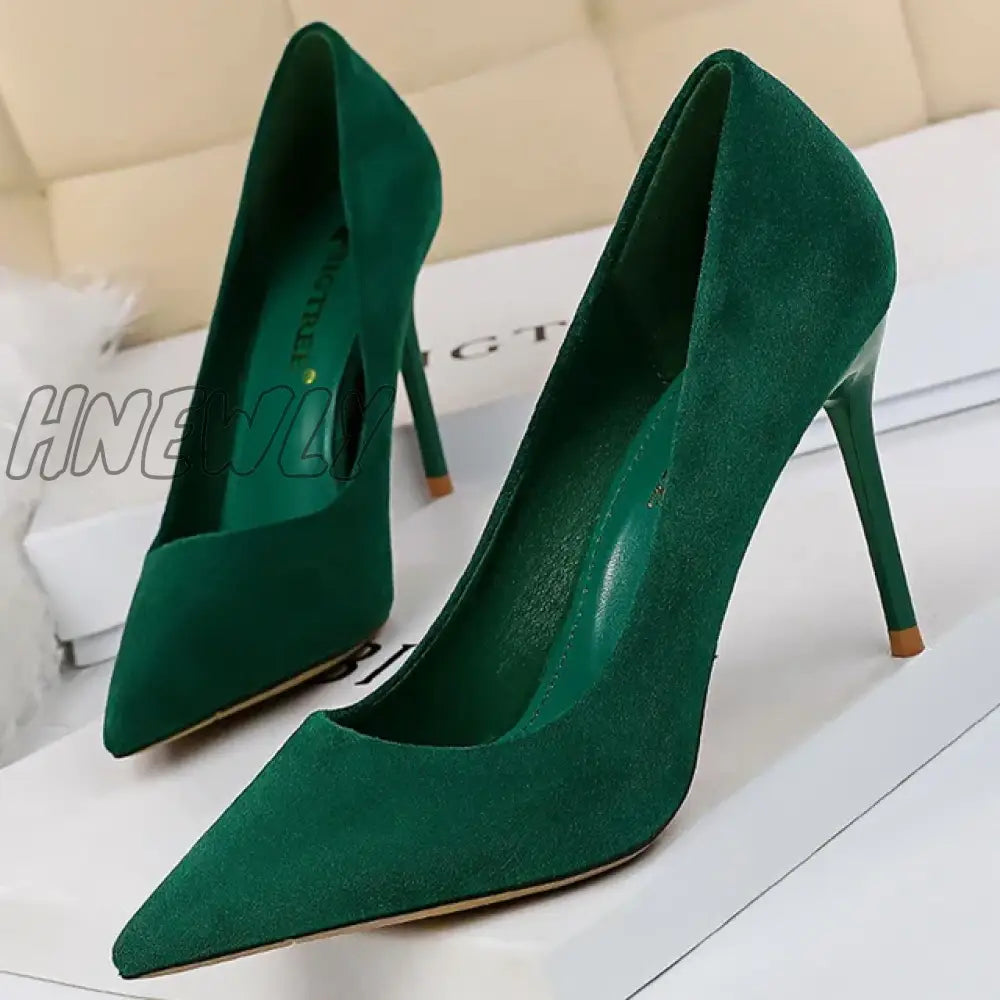 Hnewly Shoes Suede Woman Pumps New High Heels For Women Office Fashion Stiletto Basic Pump Plus