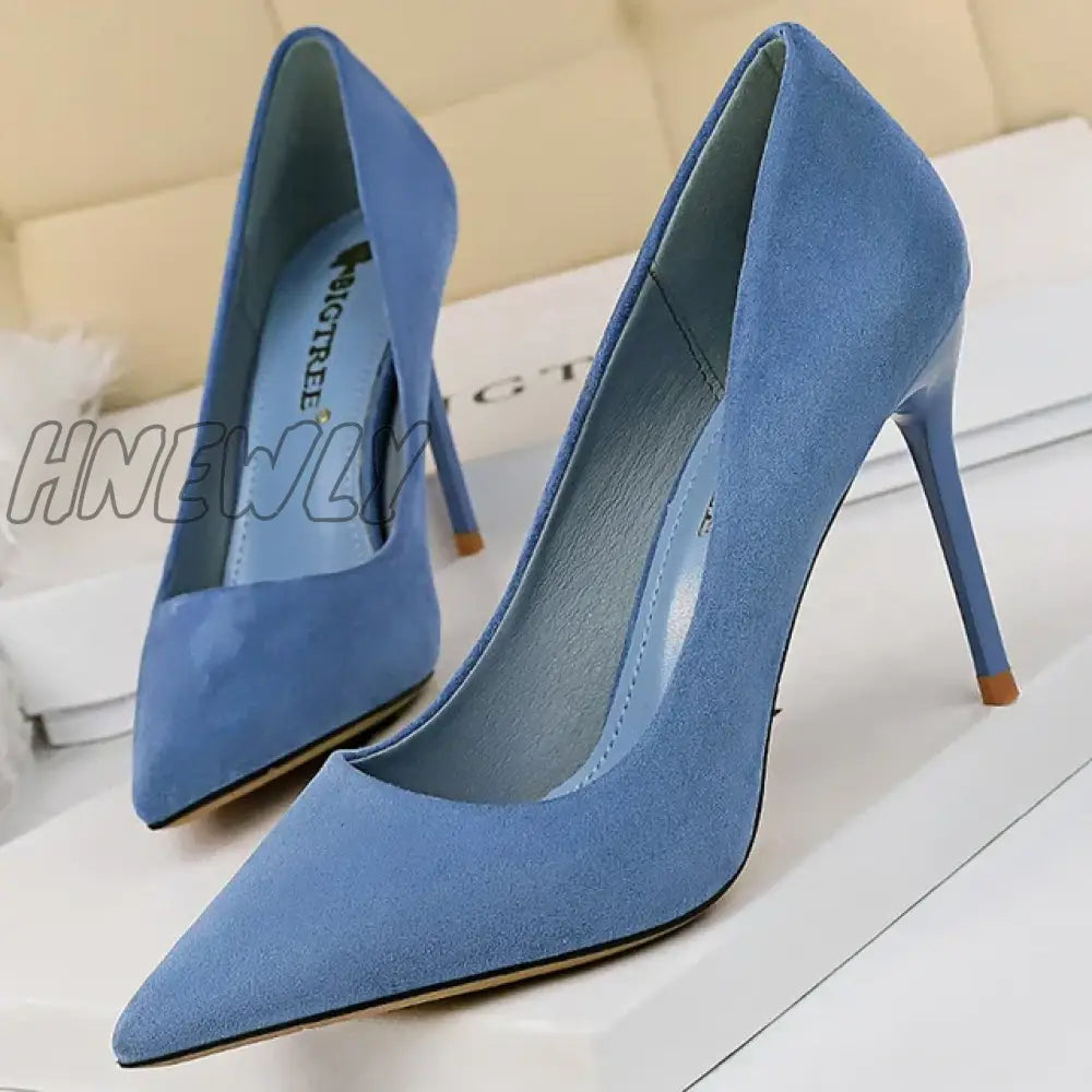 Hnewly Shoes Suede Woman Pumps New High Heels For Women Office Fashion Stiletto Basic Pump Plus