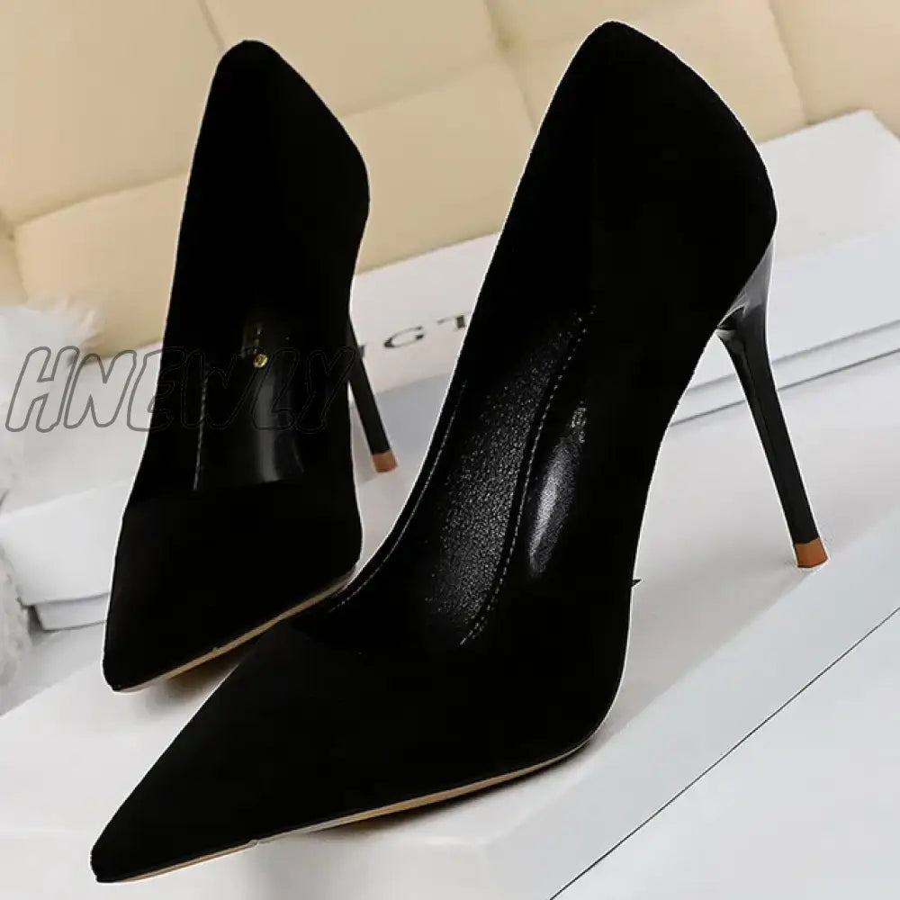 Hnewly Shoes Suede Woman Pumps New High Heels For Women Office Fashion Stiletto Basic Pump Plus