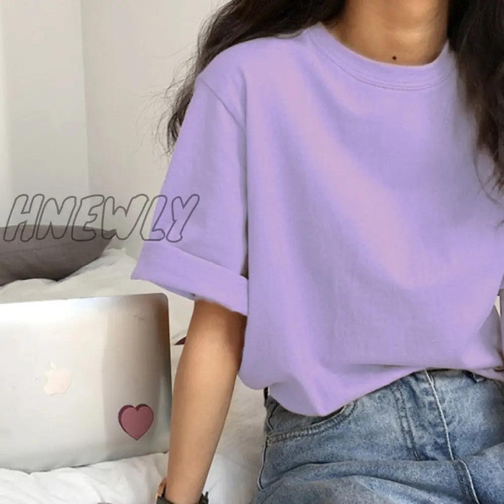 Hnewly Short Sleeve T - Shirts Women Summer Embroidery Loose Korean Style Simple All - Match Trendy