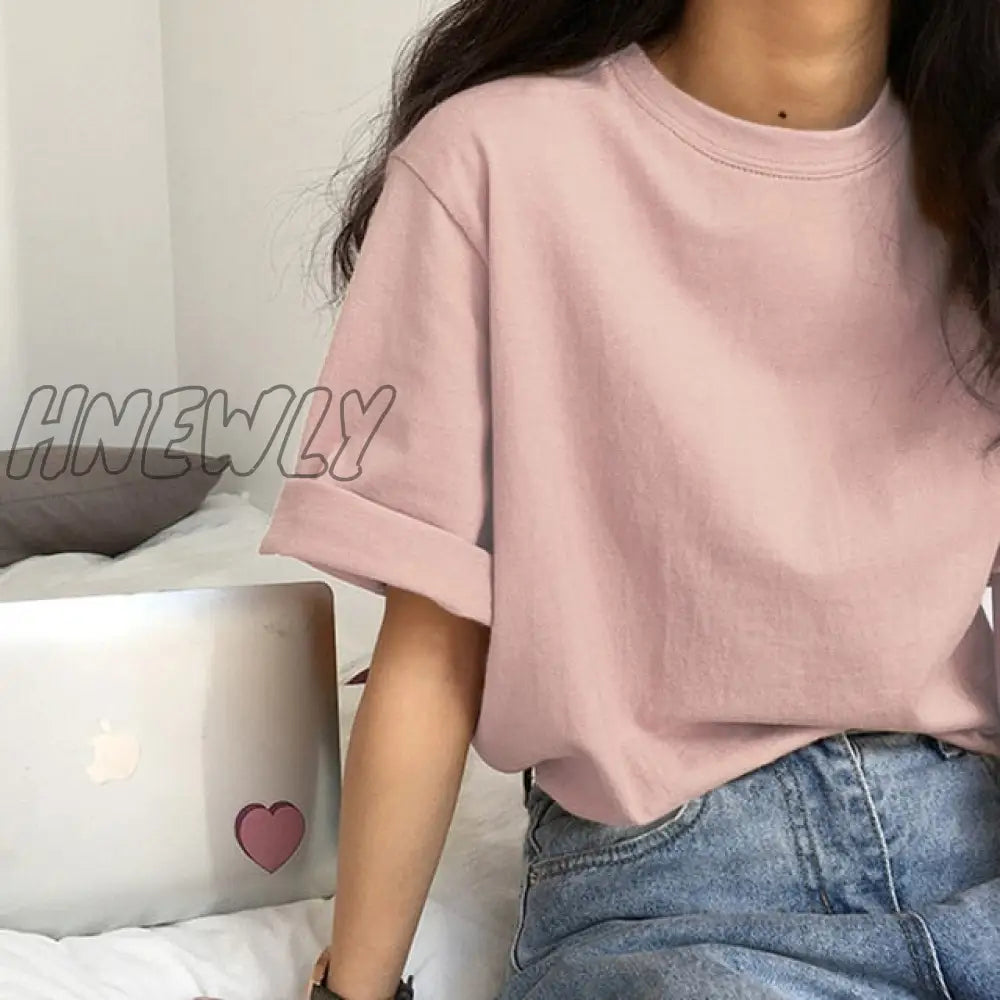 Hnewly Short Sleeve T - Shirts Women Summer Embroidery Loose Korean Style Simple All - Match Trendy