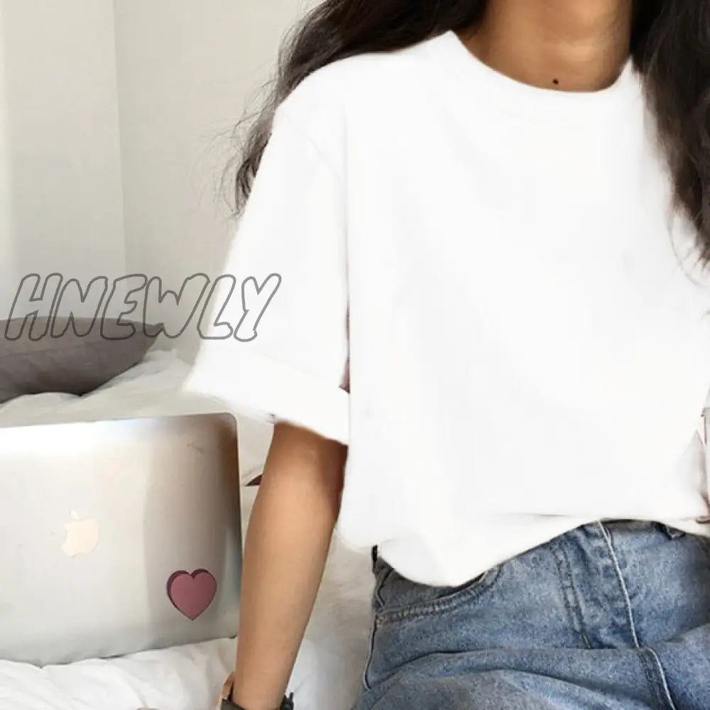 Hnewly Short Sleeve T - Shirts Women Summer Embroidery Loose Korean Style Simple All - Match Trendy