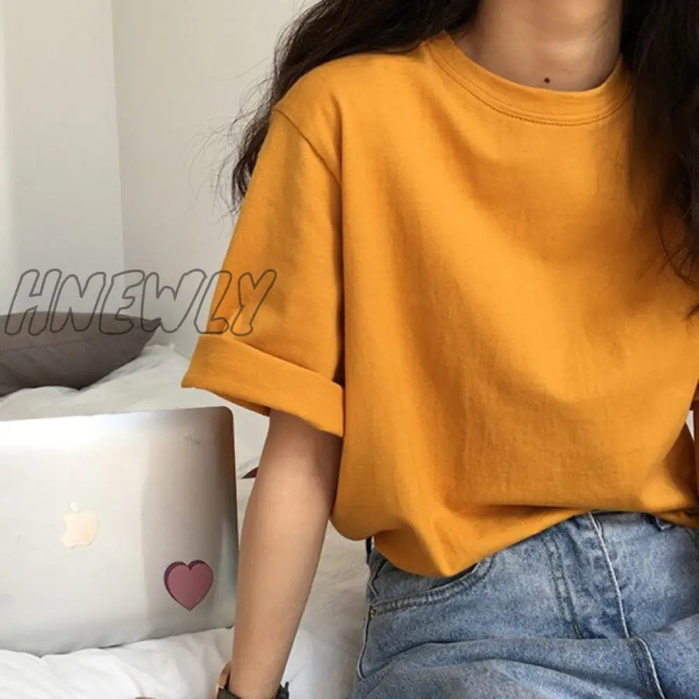 Hnewly Short Sleeve T - Shirts Women Summer Embroidery Loose Korean Style Simple All - Match Trendy