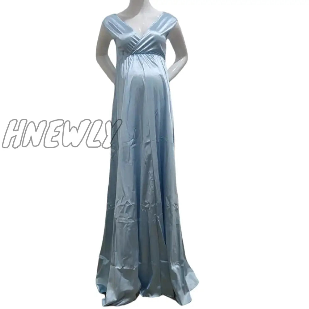 Hnewly Silk Sexy Maternity Photo Shoot Dresses Long Baby Showers Party Evening Pregnancy Maxi Gown