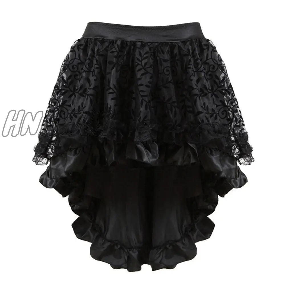 Hnewly Skirts Womens Burlesque Corset Skirt High Waist Multilayer Lace Victorian Costumes Gothic