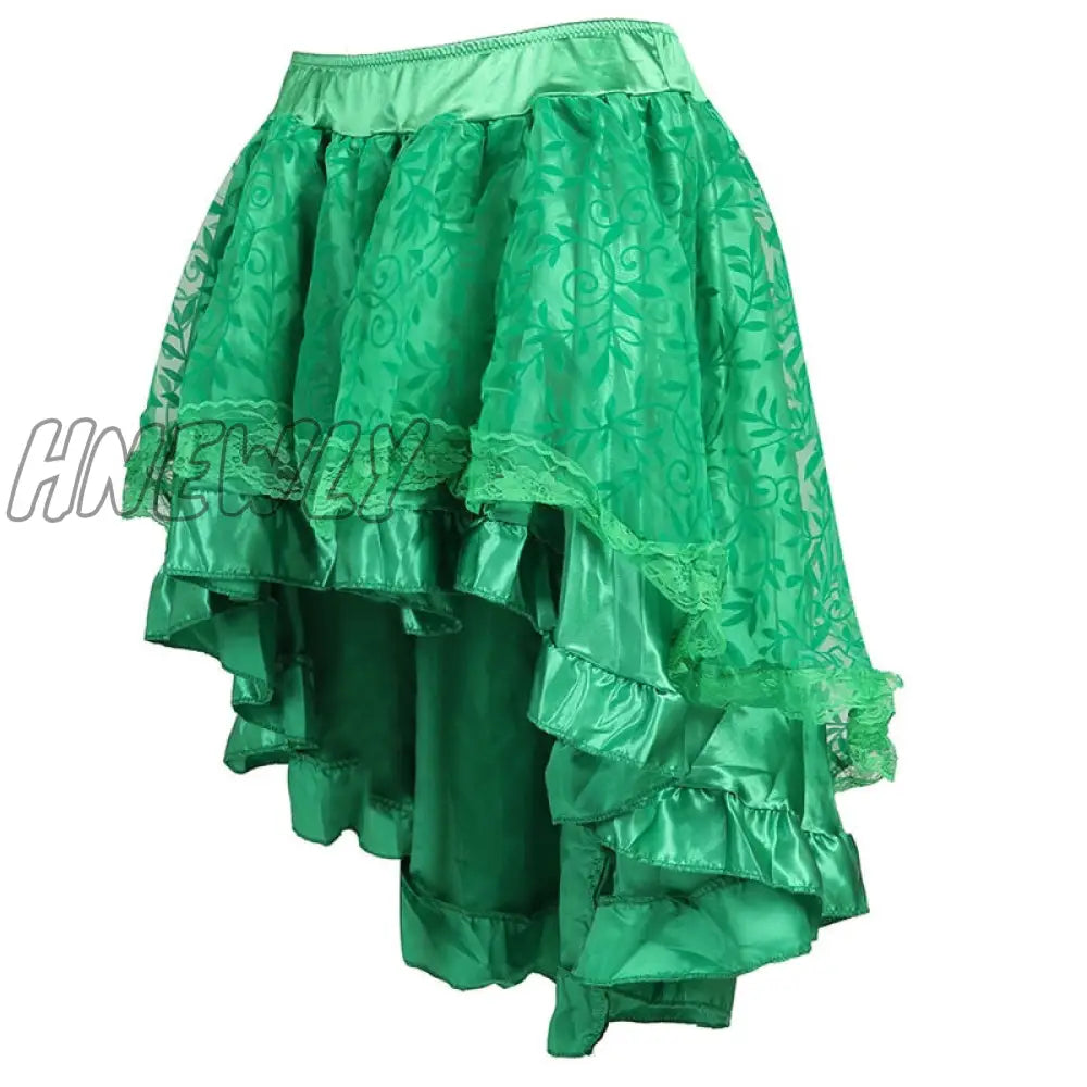 Hnewly Skirts Womens Burlesque Corset Skirt High Waist Multilayer Lace Victorian Costumes Gothic