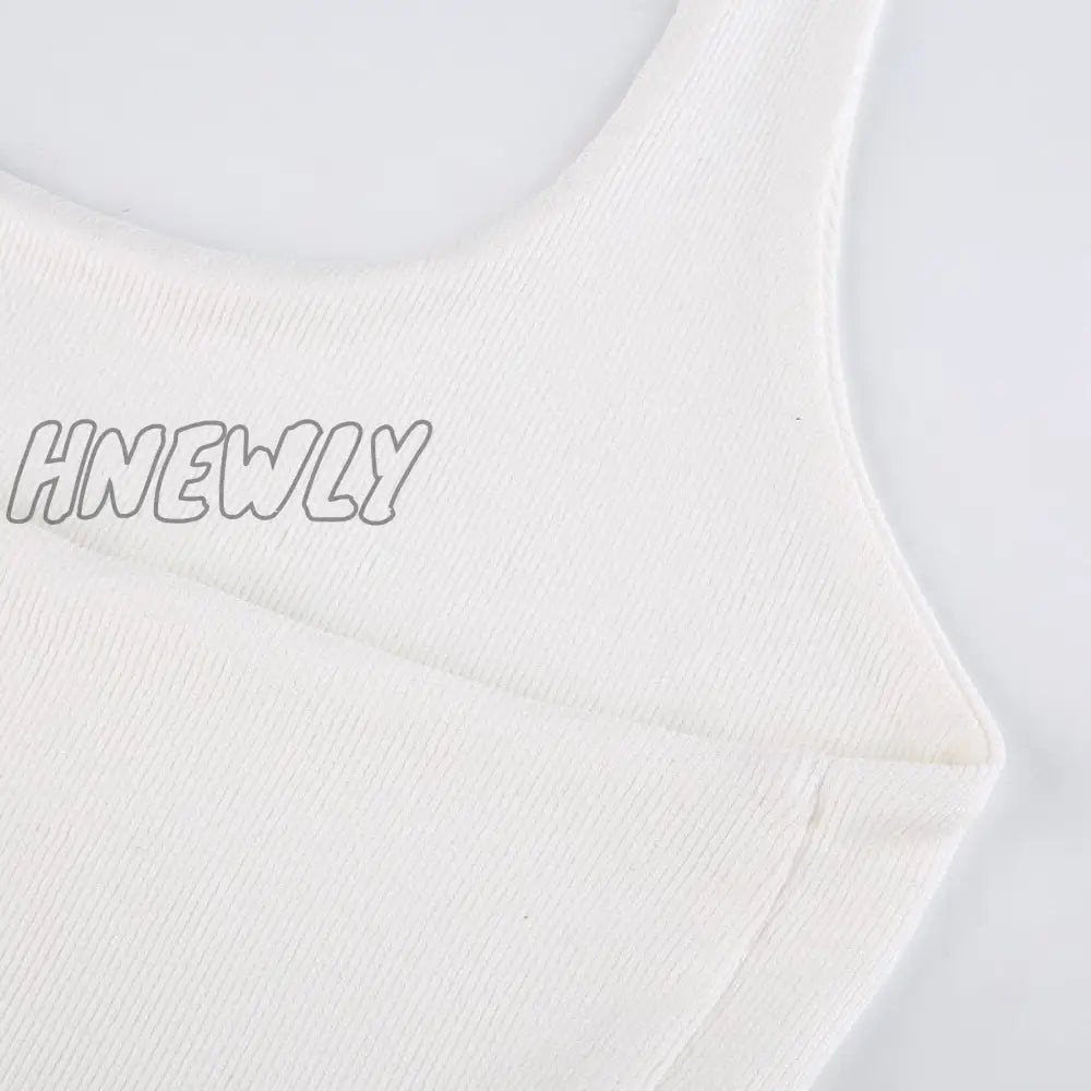 Hnewly Sleeveless Rib Knit White Casual Tank Top Women’s Summer Fitness Slim Cotton Crop Tops