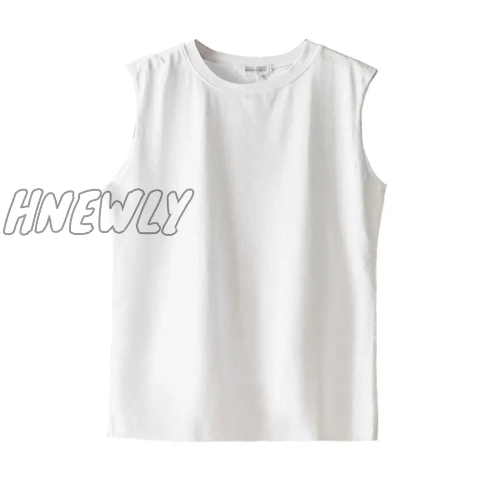 Hnewly Solid Women T Shirt Sleeveless O Neck Loose Tshirt Ladies Fashion Tee Tops Clothes