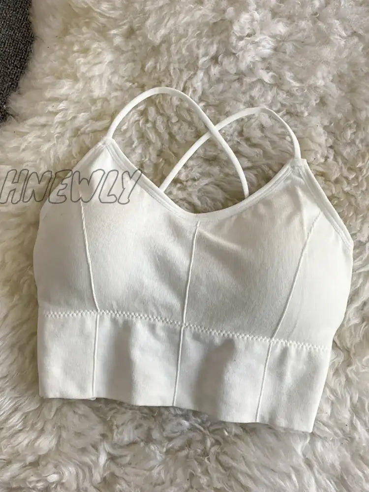 Hnewly Spaghetti Tops Women Sporty Bra Female Solid Cottons Underwear For Summer