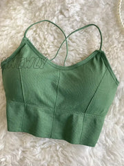 Hnewly Spaghetti Tops Women Sporty Bra Female Solid Cottons Underwear For Summer