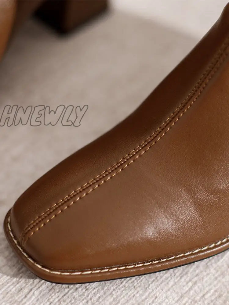 Hnewly - Split-Joint Square-Toe Zipper Boots