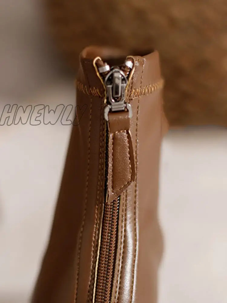 Hnewly - Split-Joint Square-Toe Zipper Boots