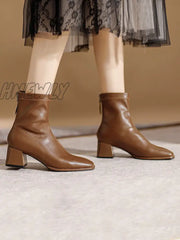 Hnewly - Split-Joint Square-Toe Zipper Boots