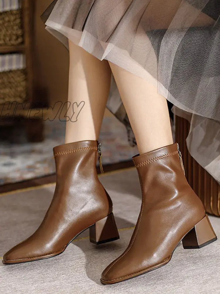 Hnewly - Split-Joint Square-Toe Zipper Boots