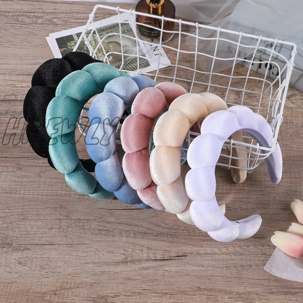 Hnewly Sponge Headbands For Women Girls Puffy Hair Band Makeup Bubble Terry Cloth Co Spa Retro