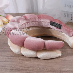 Hnewly Sponge Headbands For Women Girls Puffy Hair Band Makeup Bubble Terry Cloth Co Spa Retro