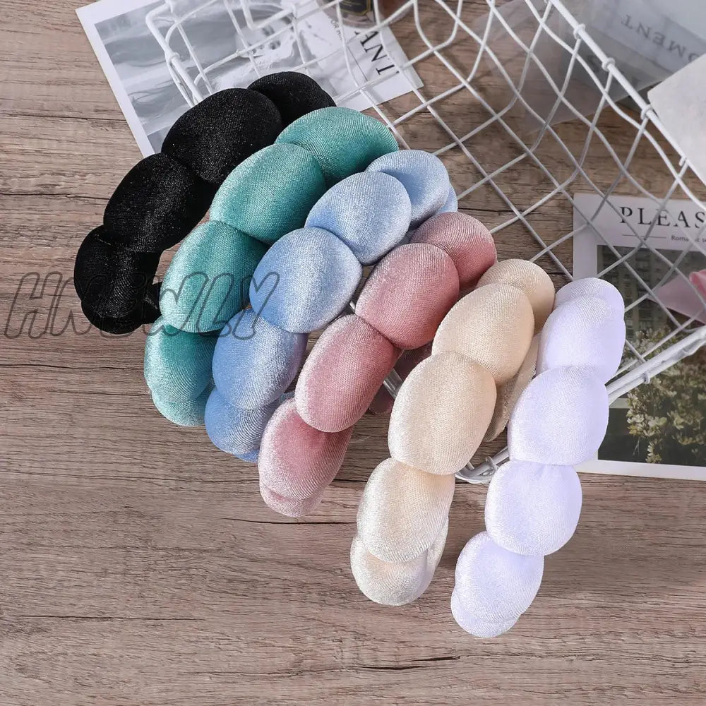 Hnewly Sponge Headbands For Women Girls Puffy Hair Band Makeup Bubble Terry Cloth Co Spa Retro