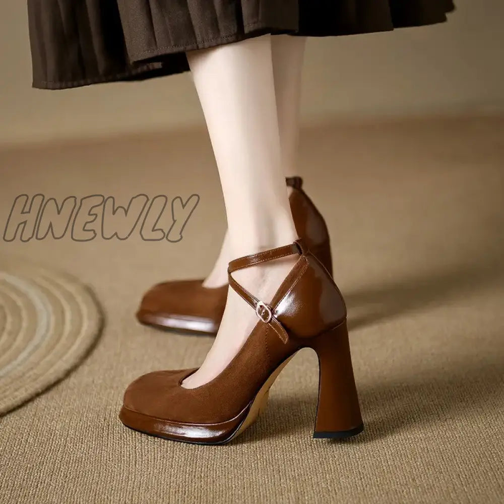 Hnewly Spring And Autumn Fashion New Buckle Comfortable Solid Color Square Toe Sexy Banquet