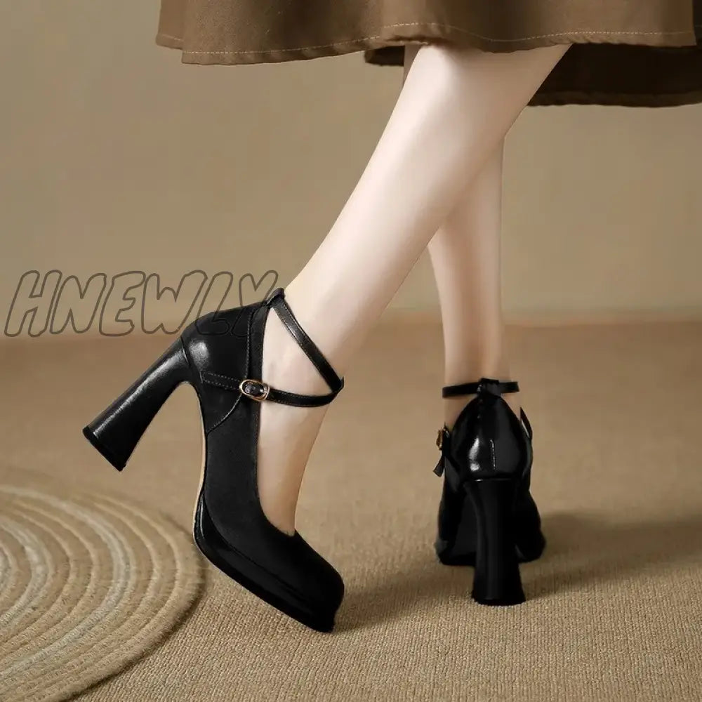 Hnewly Spring And Autumn Fashion New Buckle Comfortable Solid Color Square Toe Sexy Banquet