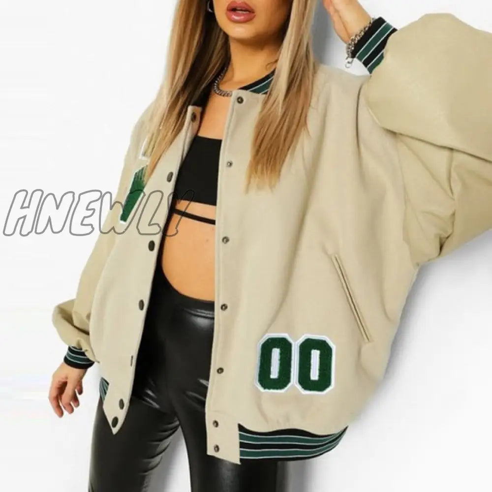 Hnewly Spring And Autumn Vibe Style Baseball Uniform New Bomber Jacket For Women Fashion Retro