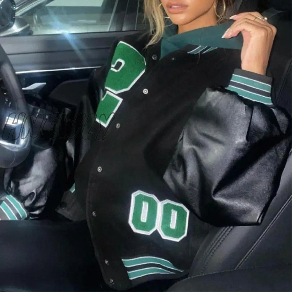 Hnewly Spring And Autumn Vibe Style Baseball Uniform New Bomber Jacket For Women Fashion Retro