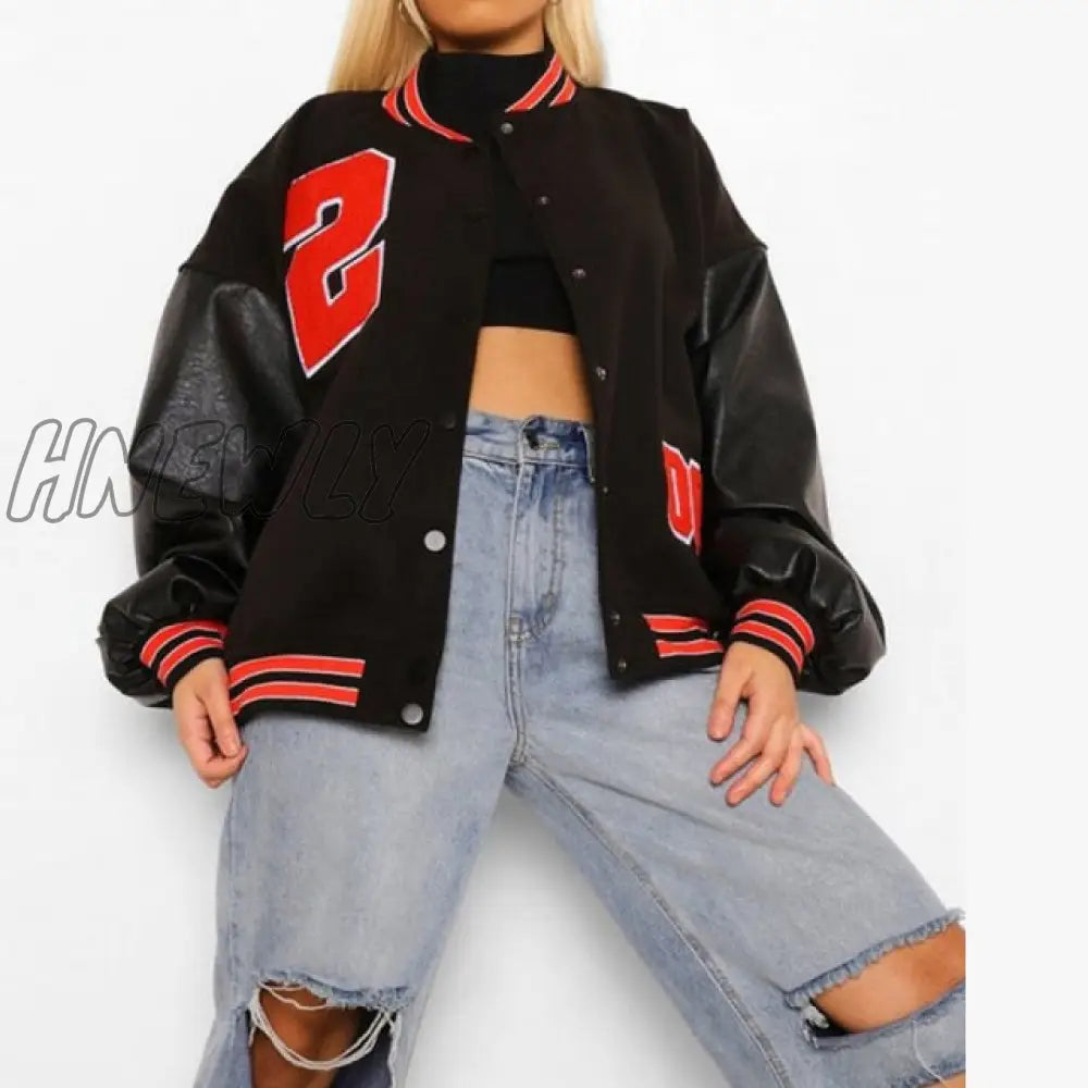 Hnewly Spring And Autumn Vibe Style Baseball Uniform New Bomber Jacket For Women Fashion Retro