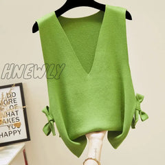 Hnewly Spring Autumn New Women’s Sweater Vest Korean Version Loose Top Knitted