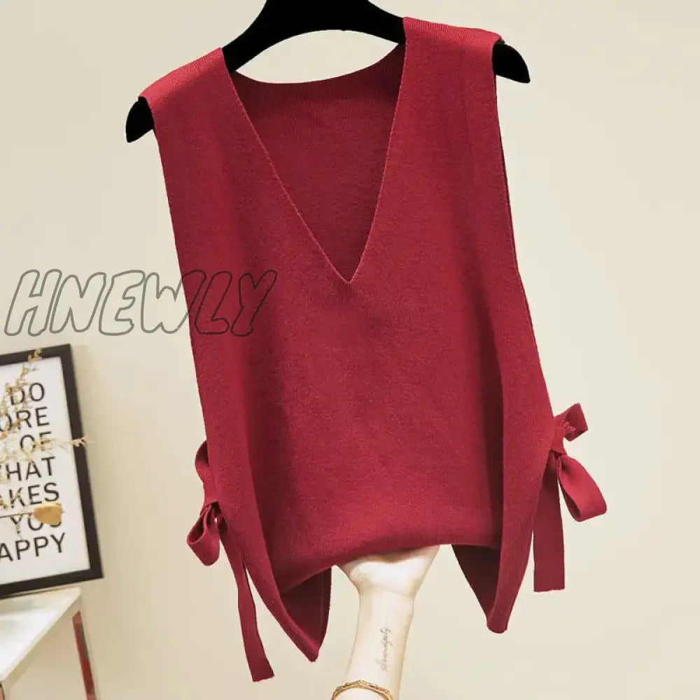 Hnewly Spring Autumn New Women’s Sweater Vest Korean Version Loose Top Knitted