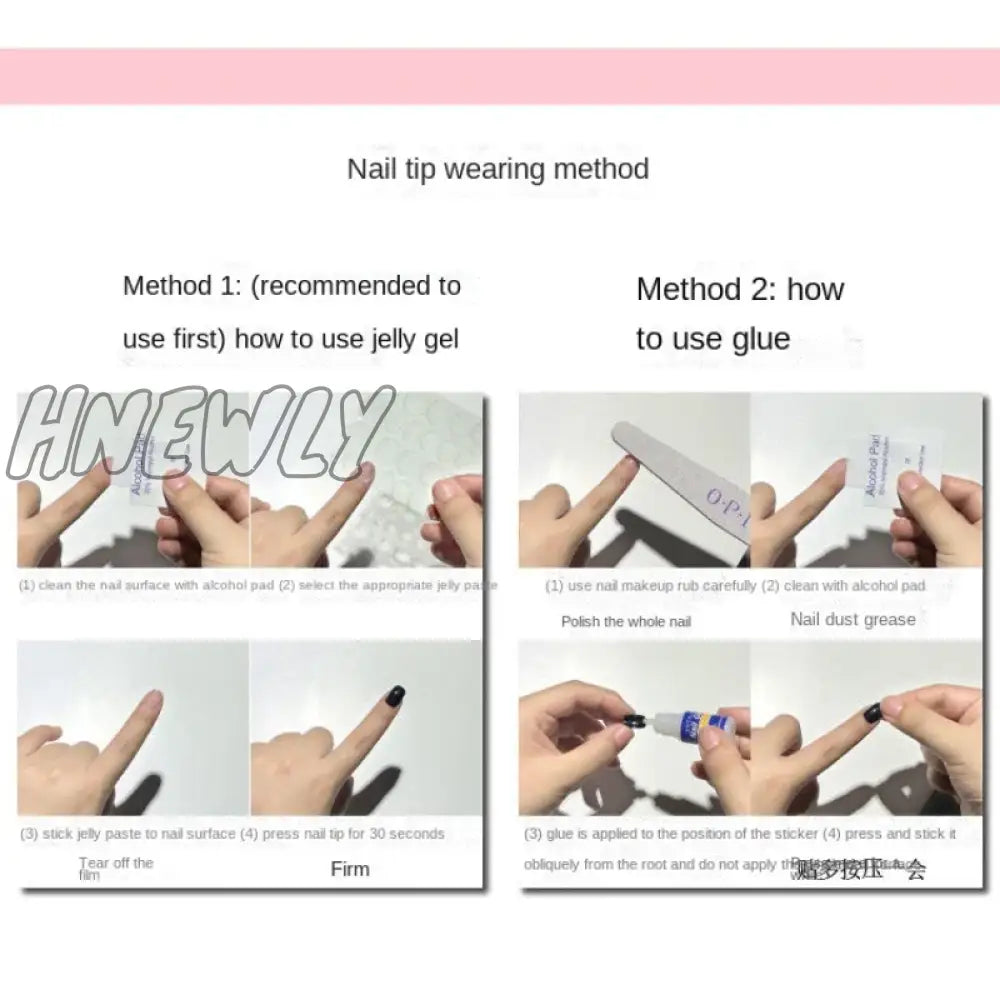 Hnewly Spring Girl Blush Manicure Pearl Tulip Square Fake Nails Pink Sweet Handmade Nail Art