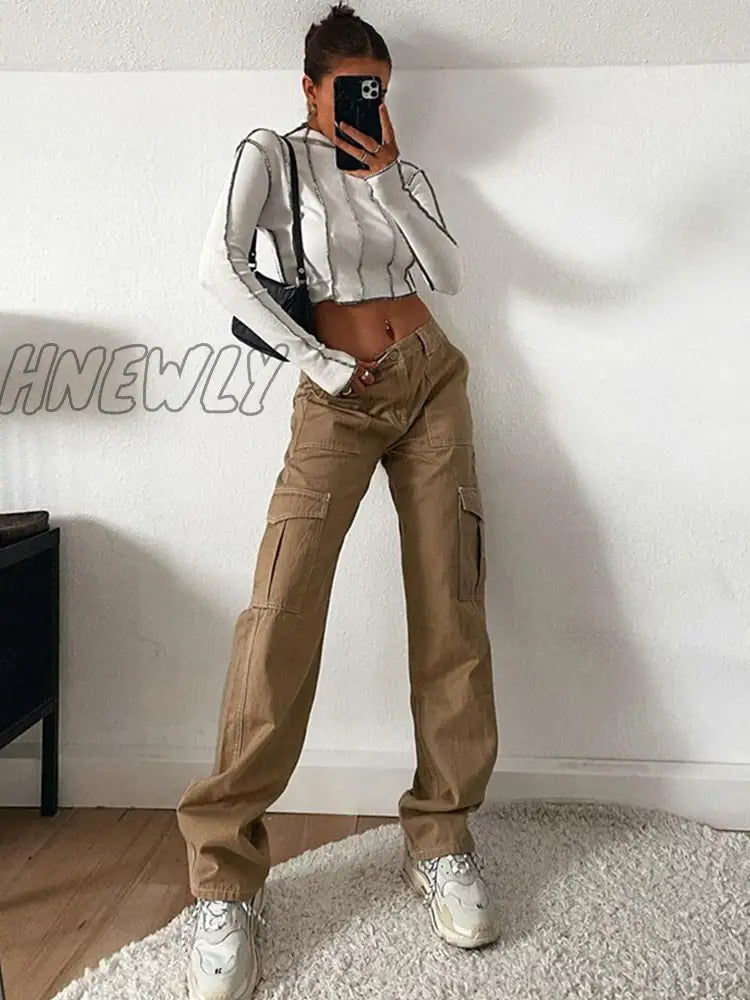 Hnewly Spring/Summer 2024 Women’s Straight Leg Jeans Cargo Denim Pants For Women Loose Fashion