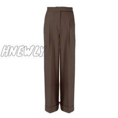 Hnewly Spring Summer Black Ladies Office Trousers Women High Waist Pants Pockets Female Pleated