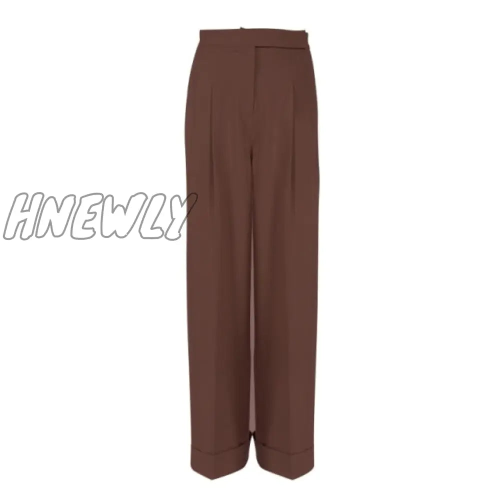 Hnewly Spring Summer Black Ladies Office Trousers Women High Waist Pants Pockets Female Pleated